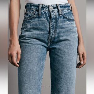 Rag and Bone Alex High Rise Straight Cigarette Button Up Denim Jeans in Norwalk